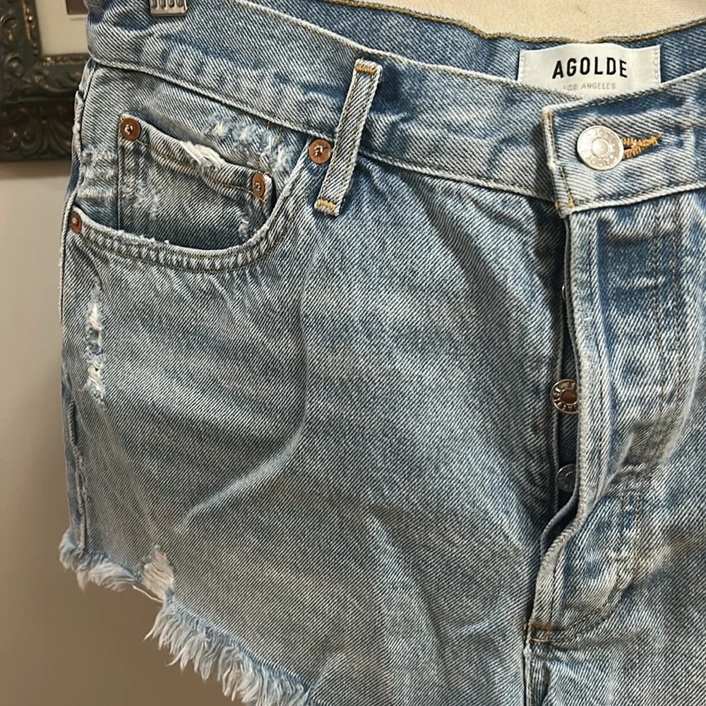 Agolde Light Blue Jean Shorts - Picture 9 of 11